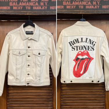 Vintage 1980’s Rolling Stones Hand Painted Denim Jacket, 80’s Denim, 80’s Jacket, 80’s Custom Vintage, Rock Band Top, Vintage Clothing 