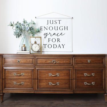 Henredon Dresser - Vintage Dresser - Wood Dresser - Bedroom Furniture - Long Dresser - Stained Wood Dresser - Vintage Furniture - Entryway 