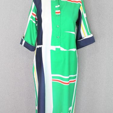 1980s - 1970s - Catherine Ogust - Cotton - Mod Op Art - Sheath/Kaftan - Summer 