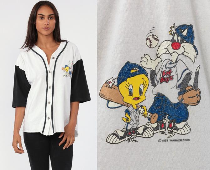 Looney Tunes Shirt 90s Baseball Shirt TWEETY BIRD Sylvester