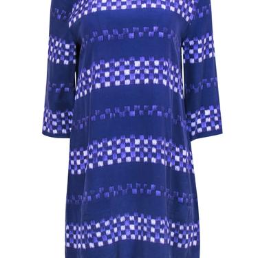 Equipment - Purple &quot;Ultramarine Audrey&quot; Checked Print Silk Dress Sz L
