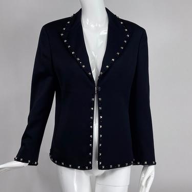 Gianni Versace Couture Black Wool Bead & Stud Trimmed Jacket