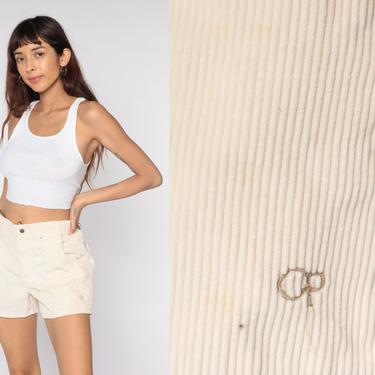 Ocean Pacific Shorts 80s Corduroy Shorts High Waisted Cream Summer Boho Hippie 70s OP Hipster Vintage Surfer Shorts Surf 36 