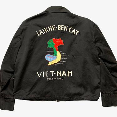 Vintage 1960s Vietnam War Souvenir Jacket ~ M to L (Short) ~ Sukajan / Map ~ Lai Khe / Ben Cat Airbase ~ Militaria 