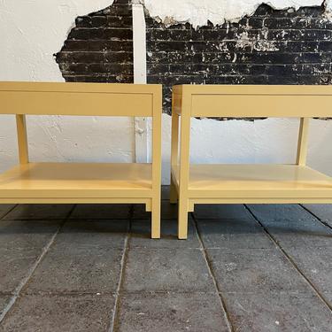Vintage Mid century modern wood nightstands 1 pair American yellow lacquer 