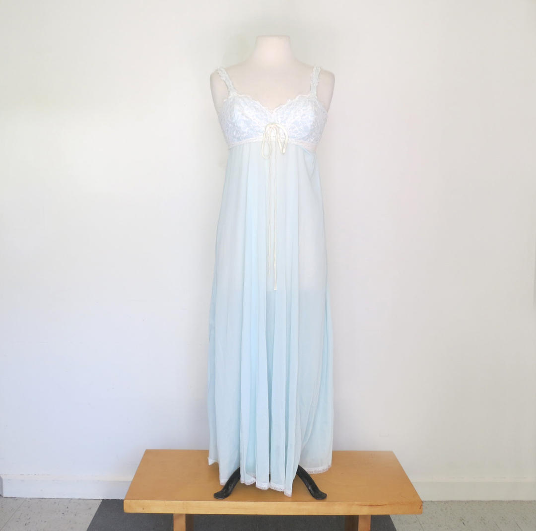 1960s or 1970s floaty sheer turquoise negligee with cups | Flutter ...