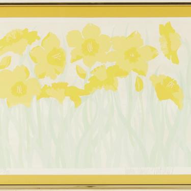Janice Garnon Mitchell Mid Century Screen Print of Yellow Day Lilies - mcm 