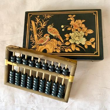 Vintage Abacus in Case, Wood and Brass Box, Instruction Book, How To Use, Chinese Method Math, Geek, Nerd, Math Lover 