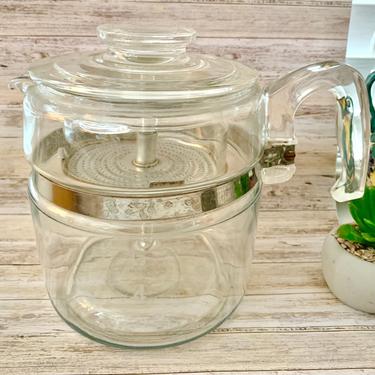 Vintage PYREX 7756 Flameware Glass Coffee Percolator Pot 6 Cup Maker