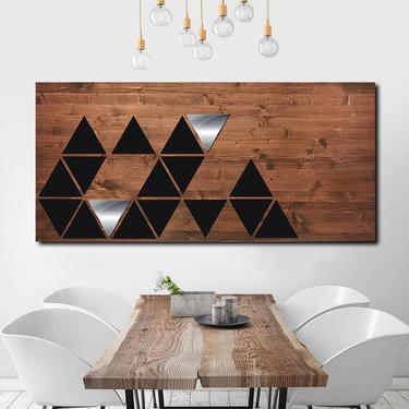 Geometric Wall Art, Wood Wall Art, Wood Wall Sculpture, Metal Art, Mid Century Modern, Minimalist Art Painting Large 