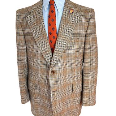 Vintage 1970s HART SCHAFFNER & MARX Wool Tweed Sport Coat ~ 42 to 44 R ~ Glen Plaid ~ jacket / blazer ~ Preppy / Ivy / Trad ~ 70s ~ Large 