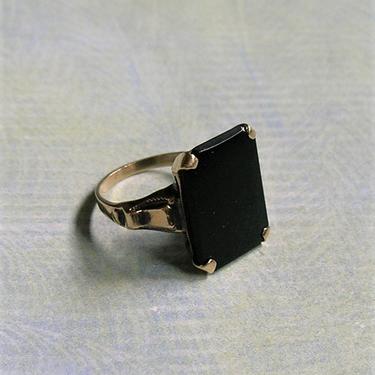 Vintage 10K Ostby &amp; Barton Ring, Vintage Onyx Statement Ring, 10K Gold and Onyx Ring, Size 5 (#3940) 