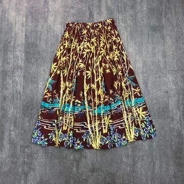 Vintage 1940s skirt . tropical print skirt 