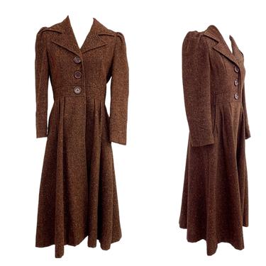 Vtg Vintage 1970s 70s Designer Pipio Princess Cut Speckled Wool Tailored Coat 