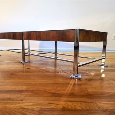 Mid Century Chrome and Smoked Glass Coffee Table 