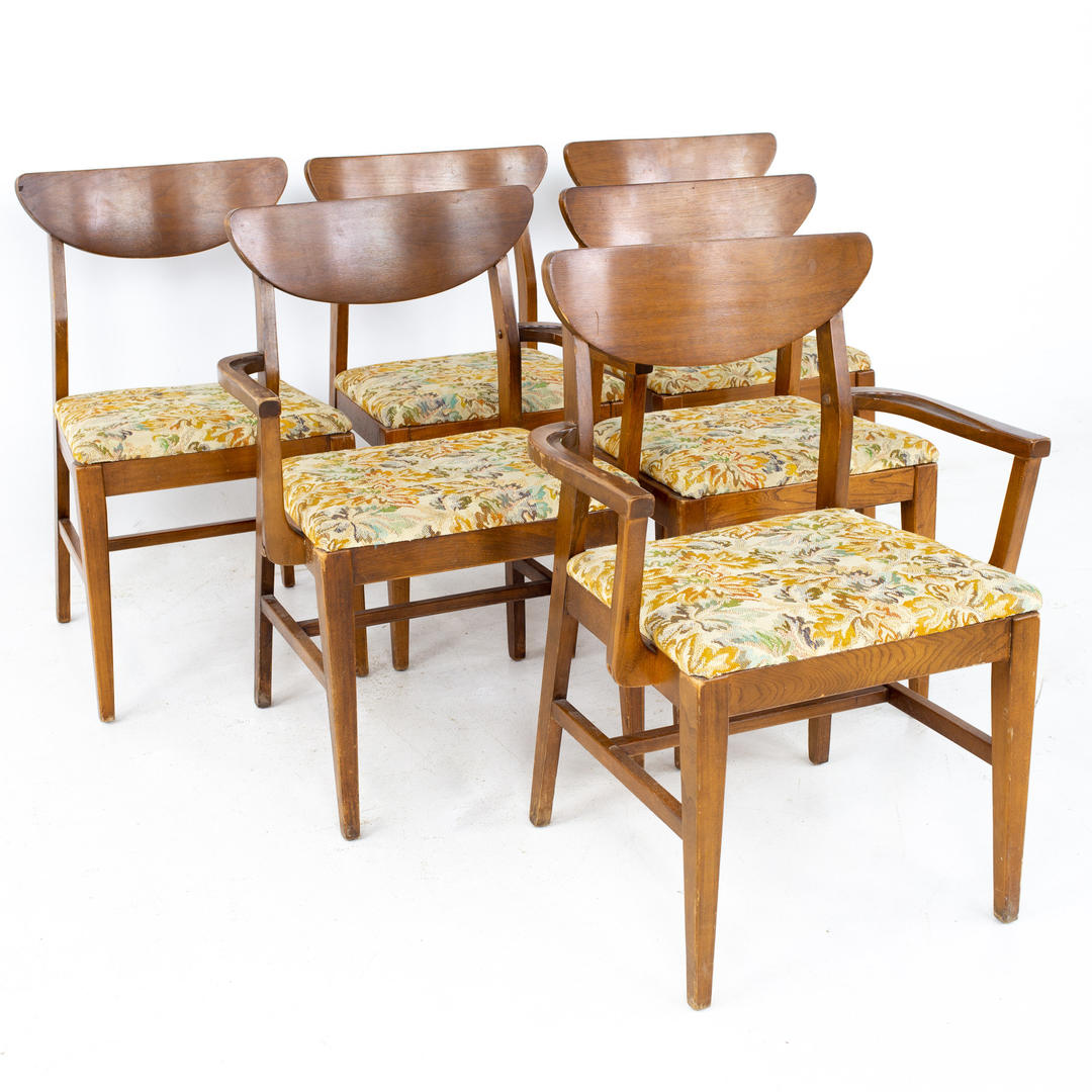 Craddock Mid Century Cats Eye Walnut Dining Chairs Set Modern Hill