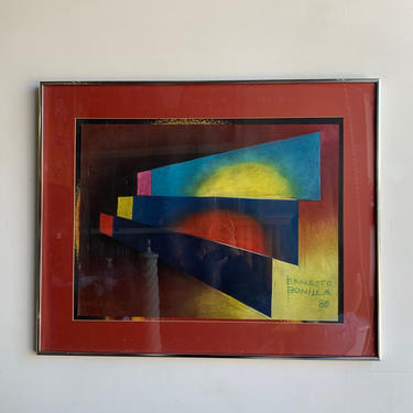 Ernesto Bonilla framed 1985 pastels 