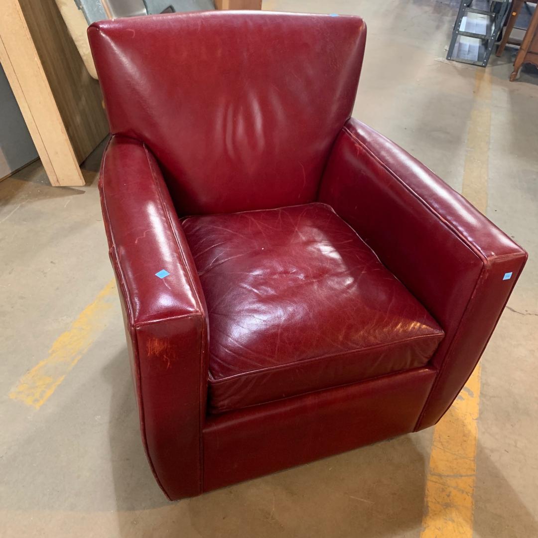 Red Leather Swivel Chair Community Forklift Edmonston, MD