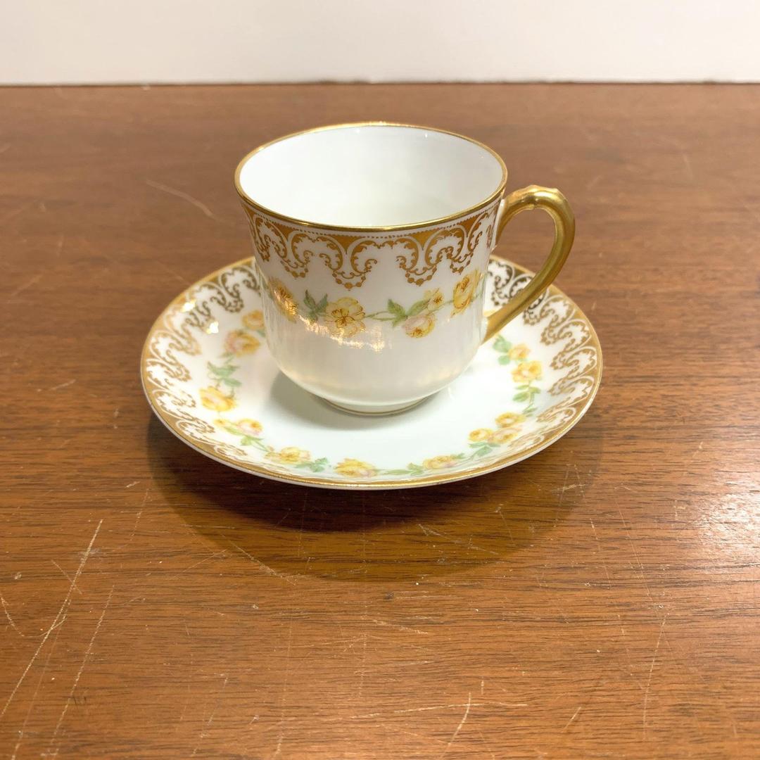 Vintage French Limoges Haviland  The Danbury Mint Floral Demitasse  Espresso Coffee Cup and Saucer Set