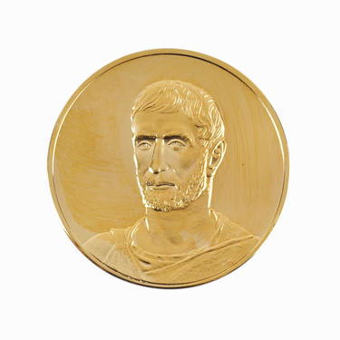 24k Gold Plated Bronze Medal Coin Gold Head of a Bearded Man 