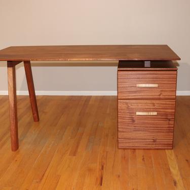 Mahogany Mid-Century Wooden Desk with Drawers 