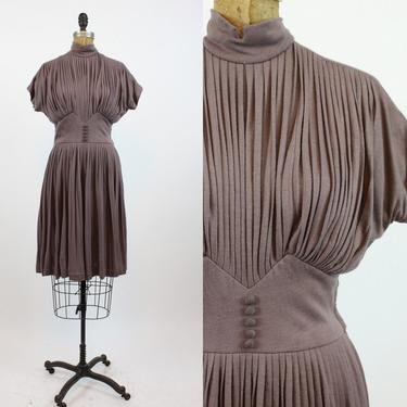 1950s PLEATED wool dusky lavender dress medium | new winter 