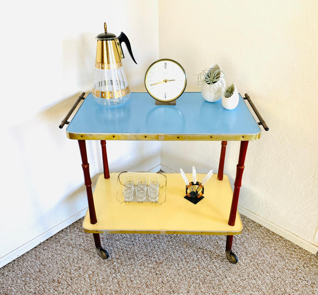 Mid Century Bar Cart, Record Player Stand, Vintage Bar Cart, Dadacat