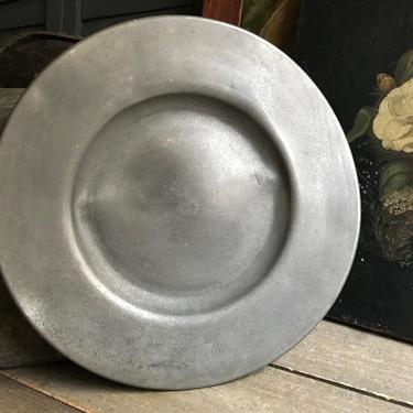 Antique French Pewter Plate, Etain, Charger, Serving Platter, Centerpiece Bowl, Rustic Primitive Wall Decor, Hallmarked 