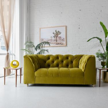 Lime Green Tufted Love Seat