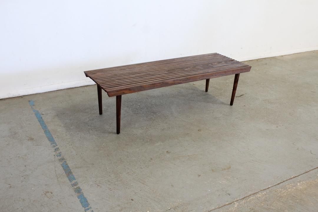 MidCentury Modern Walnut Slat Bench End/Coffee Table Annex Marketplace Delaware