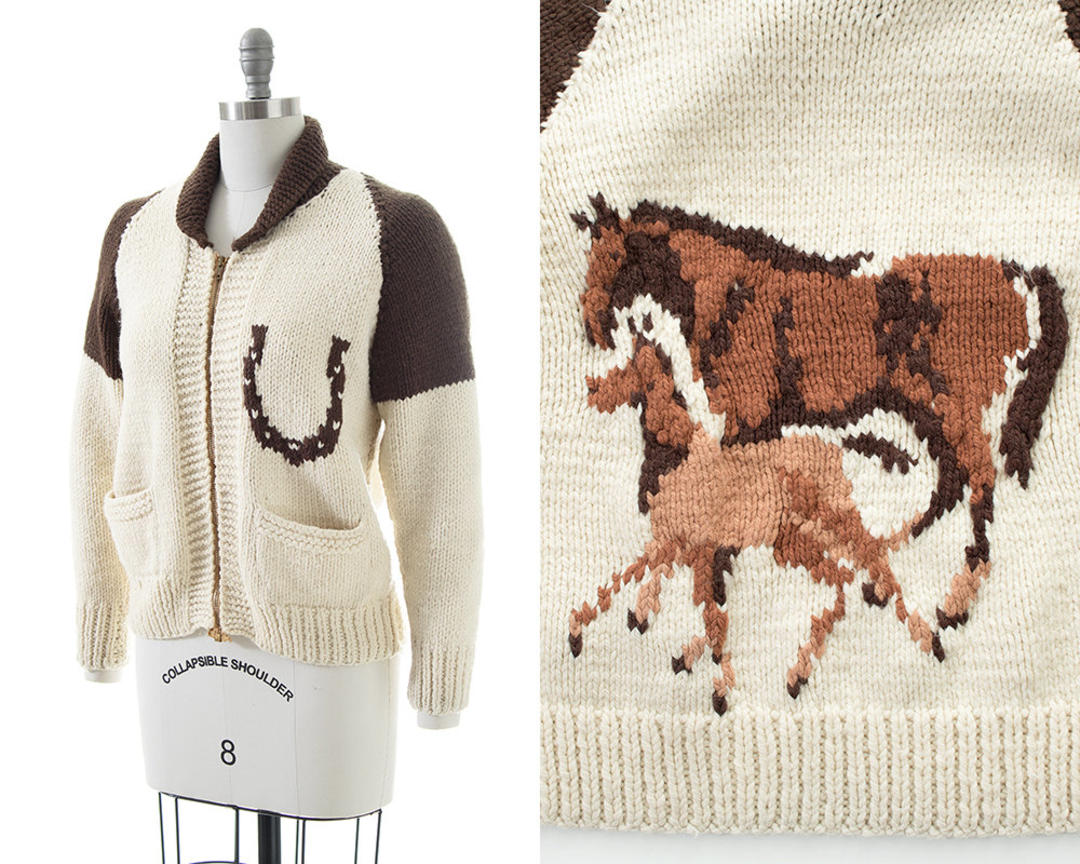 Navy Western Horse And Horseshoe Sweater