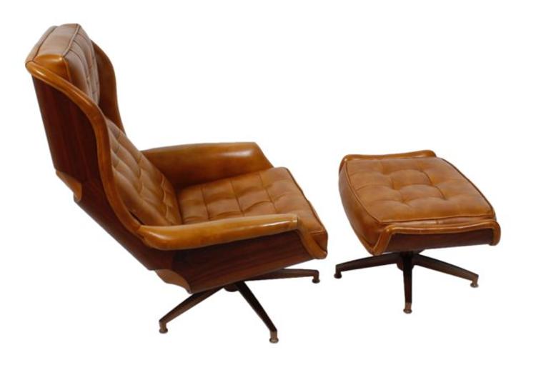 Charlton Mid Century Modern Executive Lounge Chair & Ottoman