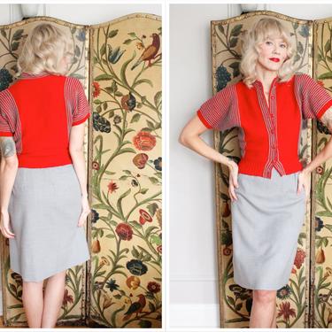 1960s Skirt // Houndstooth Grey Pencil Skirt // vintage 60s skirt 