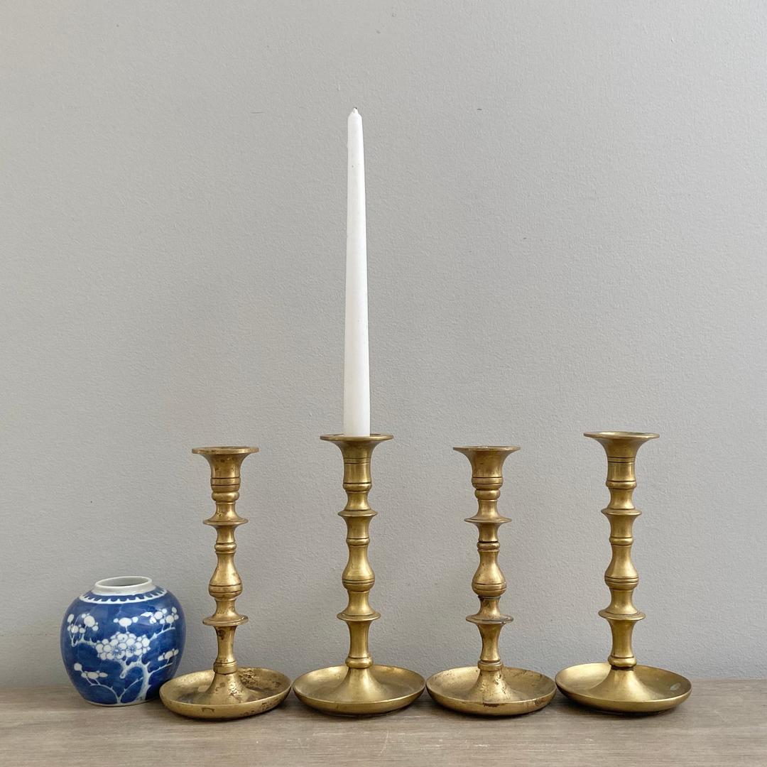 Antique Brass Candlestick Set Heavy Solid Brass Candle Holders Mod Rendition Chicago Il 3200