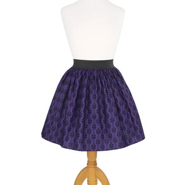 Purple Damask A-line Elastic Skirt 