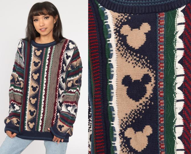 90s Knit selling Mickey Mouse Cardigan