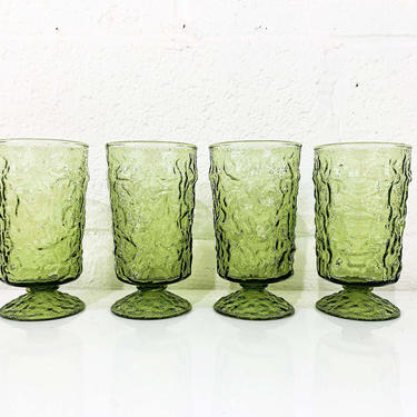 1970s Whitehall Green Ice Tea Tumblers Vintage Avocado Green