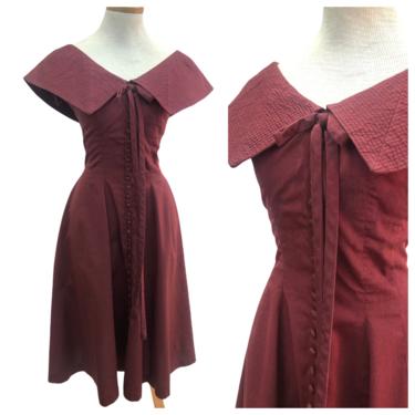 Vintage VTG 1950s 50s Gigi Young Maroon Red Fitted Party Dress 