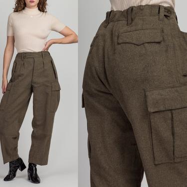 Vintage 60s Wool Unisex Army Pants - 27&amp;quot;-32&amp;quot; Waist | Alois Heiss KG German Olive Drab Military Cargo Trousers 