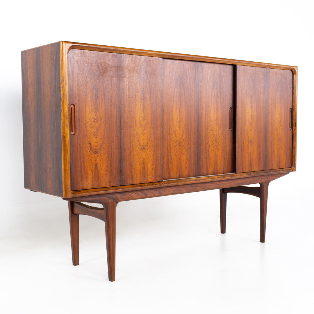 Mid Century Danish Rosewood Tall Sideboard Buffet Credenza - mcm ...