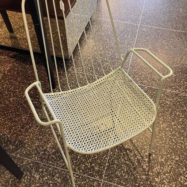 Llow slung metal patio chairs.  3 available 23.5” 24” x 30.5” seat height