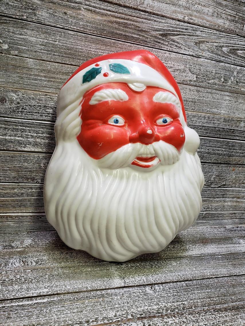 Vintage Santa Claus Wall Decor, Red Face Santa, Mid Century A GoGo