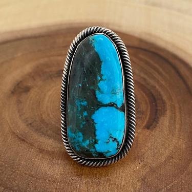 SO TWISTED Chimney Butte Sterling Silver & Turquoise Ring | Native American Navajo Style Jewelry | Southwestern | Size 7 