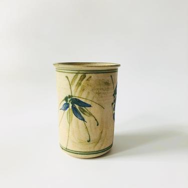 Vintage Hand Painted Floral Studio Pottery Vase 
