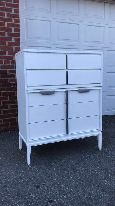 Hand Painted White Dresser Antique Dresser Mid Century Modern