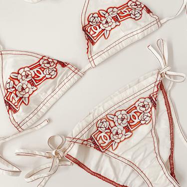 Vintage CHANEL CC Logo Camellia Flower Sport Bikini 2 | Moonstone