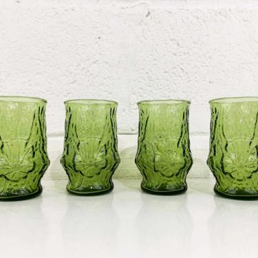 Vintage 70's Libbey Owl Tree Stain Glass Juice Glasses 4.5, Retro