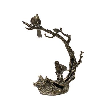 Chinese Rustic Bronze Metal Dimensional Tree Birds Display Figure ws1919E 