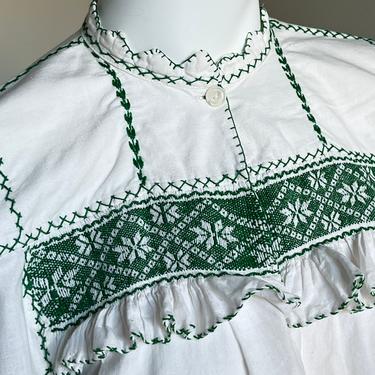 1920s Hand Embroidered Home Sewn Peasant- Style with Detailed Smocking Blouse 34 Bust Vintage 