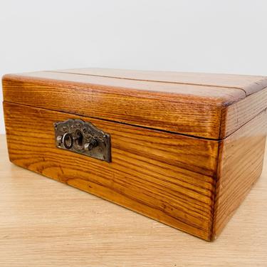 Vintage Wooden Box with Key 